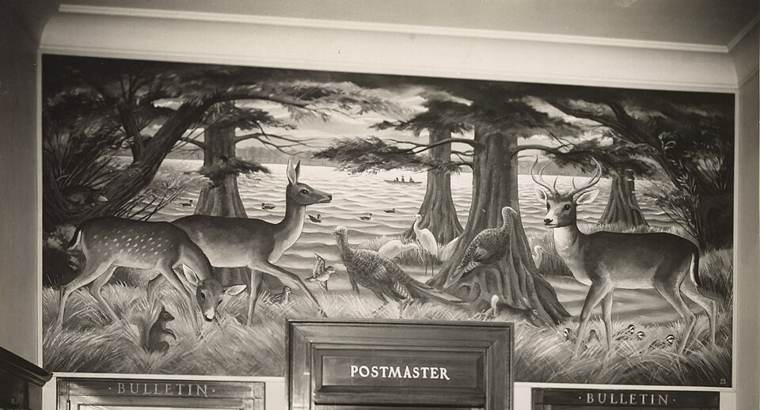 Photograph of Lake Village post office mural