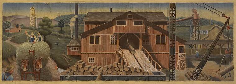Photograph of Siloam Springs post office mural