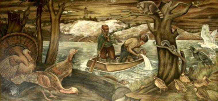 Photograph of DeQueen post office mural