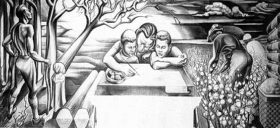 Photograph of Clarendon post office mural