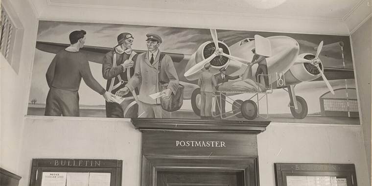 Photograph of Piggott post office mural